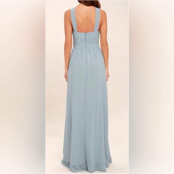 NEW Lulus Air of Romance Light Blue Lined Flowy Drapey Maxi Dress, XL - Picture 3 of 8